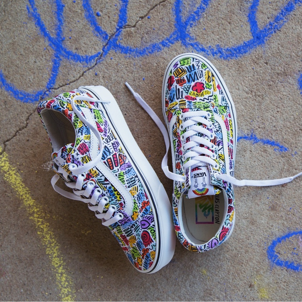 Vans x Dallas Clayton‎ Doodle Lace-Up Low Top Sneakers Unisex M 9 / W 10.5